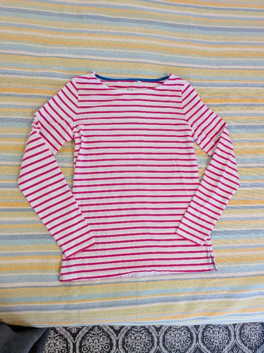 ⭐ Boden Pink & White Striped Long Sleeve Knit Top Size 6